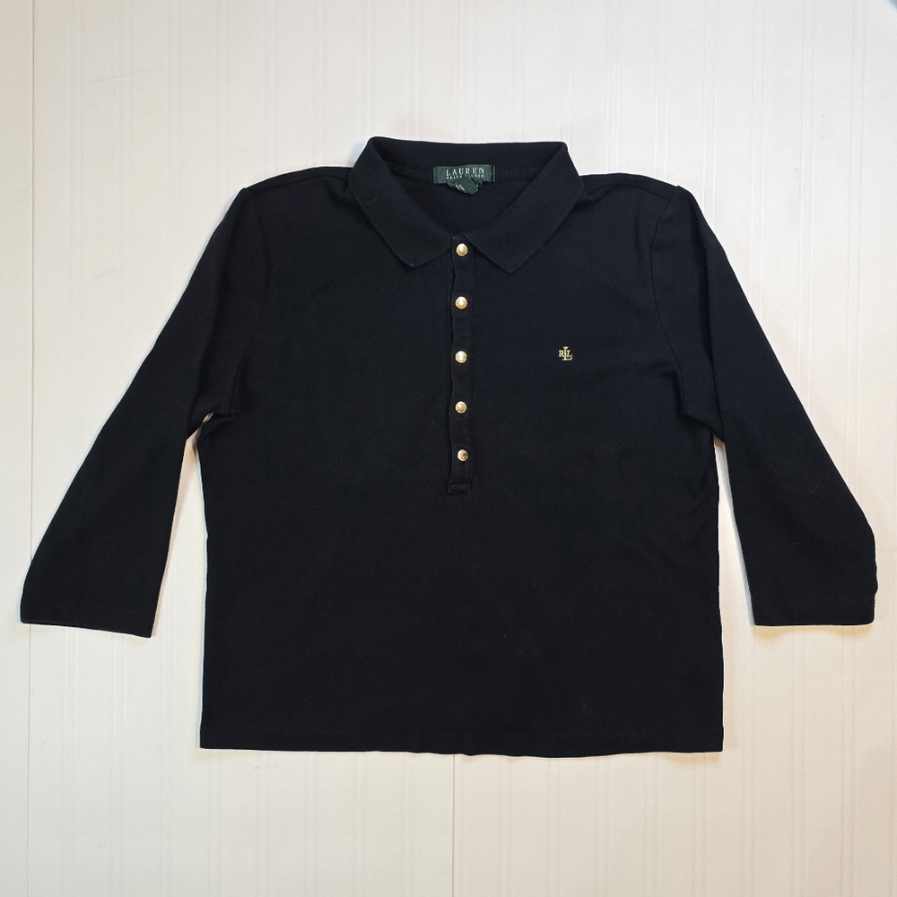 Lauren Ralph Lauren Black Top with Gold Logo